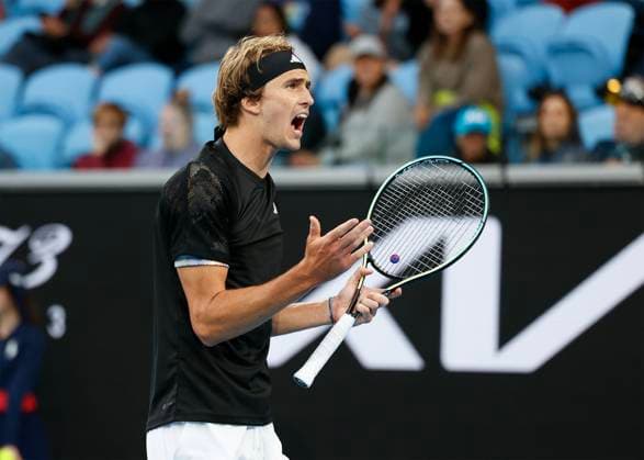 Alexander Zverev GER , Australian Open 2023, Melbourne Park, Melbourne, Victoria, Australia , Alexander Zverev GER reacts angry, anger, disappointed, disappointment, emotion Copyright: xJuergenxHasenkopfx