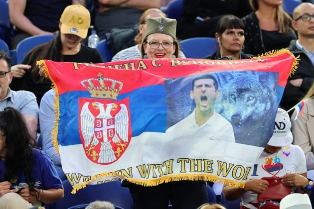 Fans of Novak Djokovic during round 2 match between Novak Djokovic of Serbia and Enzo Couacaud of France Day 4 at the Australian Open Tennis 2023 at Rod Laver Arena, Melbourne, Australia on 19 January 2023. Copyright: xPeterxDovganx 34781011