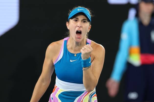 Belinda Bencic of Switzerland reacts after defeating Belinda Bencic of Switzerland 7-6 6-3 in round 2 match between Belinda Bencic of Switzerland and Claire Liu of USA Day 4 at the Australian Open Tennis 2023 at Margaret Court Arena, Melbourne, Australia on 19 January 2023. Copyright: xPeterxDovganx 34781054
