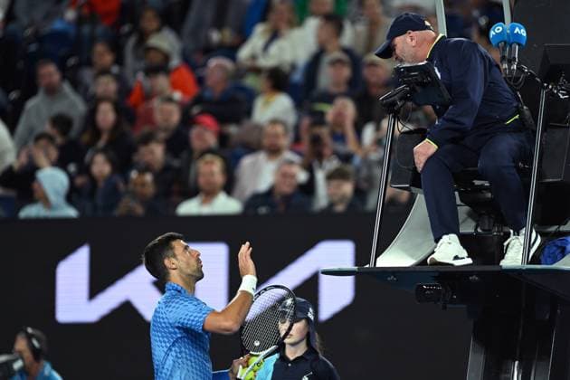 TENNIS AUSTRALIAN OPEN, Novak Djokorvic of Serbia complains about unruly spectators during his second round match against Enzo Couacaud of France at the 2023 Australian Open tennis tournament at Melbourne Park in Melbourne, Thursday, January 19, 2023. ( NO ARCHIVING, EDITORIAL USE ONLY, NO USE IN BOOKS WITHOUT CONSENT MELBOURNE VICTORIA AUSTRALIA  Copyright: xLUKASxCOCHx 20230119001754297630