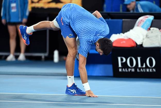 TENNIS AUSTRALIAN OPEN, Novak Djokorvic of Serbia reacts after winning his second round match against Enzo Couacaud of France at the 2023 Australian Open tennis tournament at Melbourne Park in Melbourne, Thursday, January 19, 2023. ( NO ARCHIVING, EDITORIAL USE ONLY, NO USE IN BOOKS WITHOUT CONSENT MELBOURNE VICTORIA AUSTRALIA  Copyright: xLUKASxCOCHx 20230119001754301418