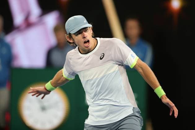 Alex de Minaur of Australia defeats Adrian Mannarino of France 7-6 4-6 6-4 6-1 during round 2 match Day 4 at the Australian Open Tennis 2023 at John Cain Arena, Melbourne, Australia on 19 January 2023. Copyright: xPeterxDovganx 34781070