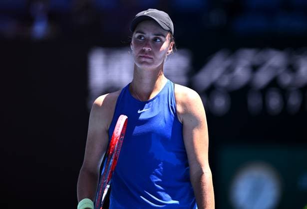 TENNIS AUSTRALIAN OPEN, Anhelina Kalinina of Ukraine looks on during her loss to Barbora Krejcikova of the Czech Republic in their third round match at the 2023 Australian Open tennis tournament at Melbourne Park in Melbourne, Friday, January 20, 2023. ( NO ARCHIVING, EDITORIAL USE ONLY, NO USE IN BOOKS WITHOUT CONSENT MELBOURNE VICTORIA AUSTRALIA  Copyright: xJOELxCARRETTx 20230120001754545312