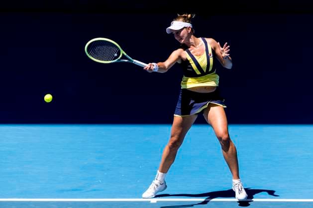 MELBOURNE, VIC - JANUARY 20: Barbora Krejcikova of the Czech Republic in action during Round 3 of the 2023 Australian Open on January 20 2023, at Melbourne Park in Melbourne, Australia. (Photo by Jason Heidrich Icon Sportswire) TENNIS: JAN 20 Australian Open Icon230120016