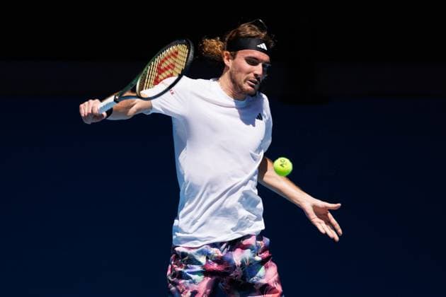 January 20, 2023: 3rd seed Stefanos TSITSIPAS of Greece in action against Tallon GRIEKSPOOR of Netherlands in the Men s Singles match match on day 5 of the 2023 Australian Open on Rod Laver Arena, in Melbourne, Australia. Cal Media. USA - ZUMAc04_ 20230120_zaf_c04_023 Copyright: xSydneyxLowx