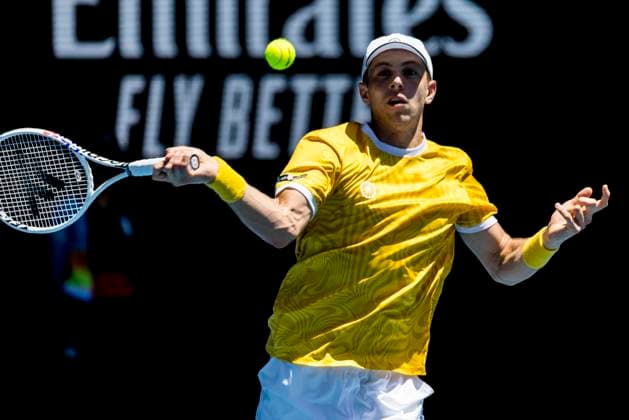 MELBOURNE, VIC - JANUARY 20: Tallon Griekspoor of the Netherlands in action during Round 3 of the 2023 Australian Open on January 20 2023, at Melbourne Park in Melbourne, Australia. (Photo by Jason Heidrich Icon Sportswire) TENNIS: JAN 20 Australian Open Icon230120064