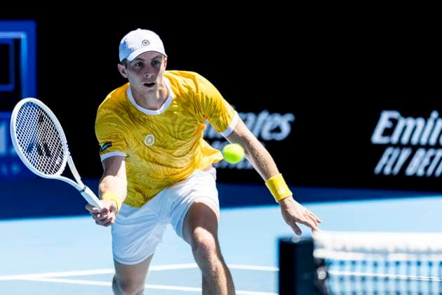 MELBOURNE, VIC - JANUARY 20: Tallon Griekspoor of the Netherlands in action during Round 3 of the 2023 Australian Open on January 20 2023, at Melbourne Park in Melbourne, Australia. (Photo by Jason Heidrich Icon Sportswire) TENNIS: JAN 20 Australian Open Icon230120073