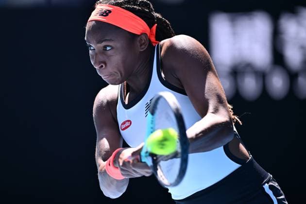 TENNIS AUSTRALIAN OPEN, Coco Gauff of the USA in action during her match against Bernarda Pera of the USA during the 2023 Australian Open tennis tournament at Melbourne Park in Melbourne, Friday, January 20, 2023. ( NO ARCHIVING, EDITORIAL USE ONLY, NO USE IN BOOKS WITHOUT CONSENT MELBOURNE VICTORIA AUSTRALIA  Copyright: xJOELxCARRETTx 20230120001754606825