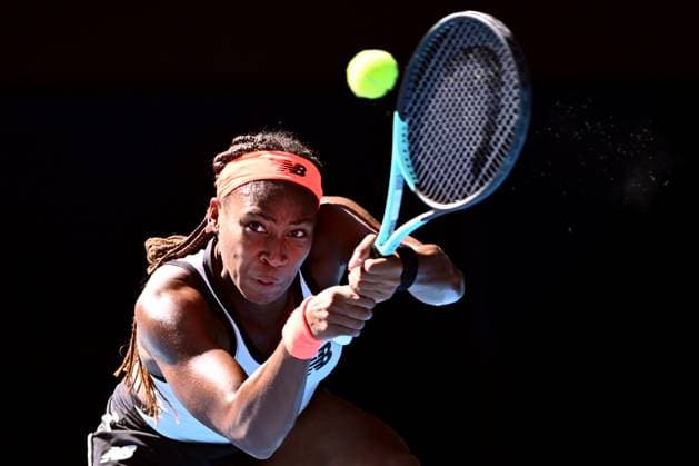 TENNIS AUSTRALIAN OPEN, Coco Gauff of the USA in action during her match against Bernarda Pera of the USA during the 2023 Australian Open tennis tournament at Melbourne Park in Melbourne, Friday, January 20, 2023. ( NO ARCHIVING, EDITORIAL USE ONLY, NO USE IN BOOKS WITHOUT CONSENT MELBOURNE VICTORIA AUSTRALIA  Copyright: xJOELxCARRETTx 20230120001754625549