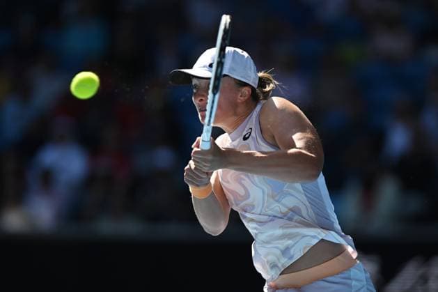 TENNIS AUSTRALIAN OPEN, Iga Swiatek of Poland in action during her match against Cristina Bucsa of Spain during the 2023 Australian Open tennis tournament at Melbourne Park in Melbourne, Friday, January 20, 2023. ( NO ARCHIVING, EDITORIAL USE ONLY, NO USE IN BOOKS WITHOUT CONSENT MELBOURNE VICTORIA AUSTRALIA  Copyright: xLUKASxCOCHx 20230120001754626504