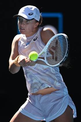 TENNIS AUSTRALIAN OPEN, Iga Swiatek of Poland in action during her match against Cristina Bucsa of Spain during the 2023 Australian Open tennis tournament at Melbourne Park in Melbourne, Friday, January 20, 2023. ( NO ARCHIVING, EDITORIAL USE ONLY, NO USE IN BOOKS WITHOUT CONSENT MELBOURNE VICTORIA AUSTRALIA  Copyright: xLUKASxCOCHx 20230120001754626586