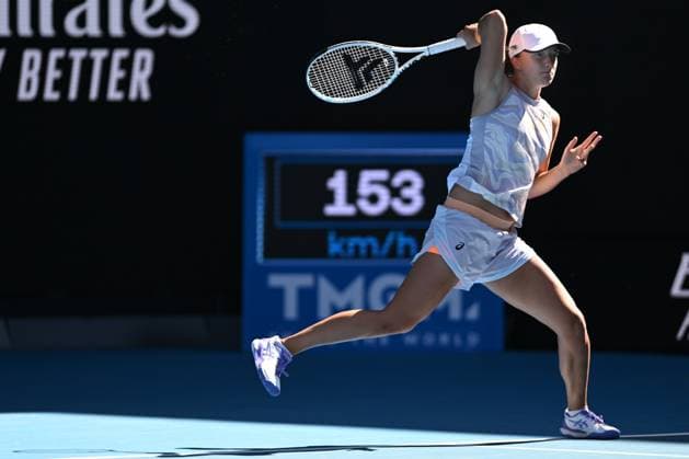 TENNIS AUSTRALIAN OPEN, Iga Swiatek of Poland in action during her match against Cristina Bucsa of Spain during the 2023 Australian Open tennis tournament at Melbourne Park in Melbourne, Friday, January 20, 2023. ( NO ARCHIVING, EDITORIAL USE ONLY, NO USE IN BOOKS WITHOUT CONSENT MELBOURNE VICTORIA AUSTRALIA  Copyright: xLUKASxCOCHx 20230120001754626648