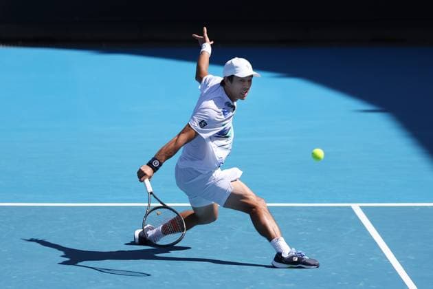 TENNIS AUSTRALIAN OPEN, Mackenzie McDonald of the USA in action during his 3rd round match against Yoshihito Nishioka of Japan at the 2023 Australian Open tennis tournament at Melbourne Park in Melbourne, Saturday, January 1, 2022. ( NO ARCHIVING, EDITORIAL USE ONLY, NO USE IN BOOKS WITHOUT CONSENT MELBOURNE VICTORIA AUSTRALIA  Copyright: xDIEGOxFEDELEx 20230120001754629071