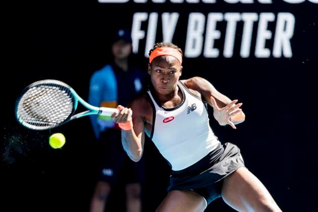 MELBOURNE, VIC - JANUARY 20: Coco Gauff of the United States of America in action during Round 3 of the 2023 Australian Open on January 20 2023, at Melbourne Park in Melbourne, Australia. (Photo by Jason Heidrich Icon Sportswire) TENNIS: JAN 20 Australian Open Icon230120095
