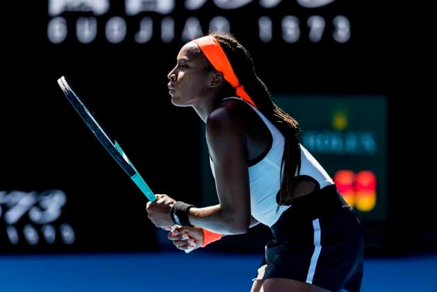 MELBOURNE, VIC - JANUARY 20: Coco Gauff of the United States of America in action during Round 3 of the 2023 Australian Open on January 20 2023, at Melbourne Park in Melbourne, Australia. (Photo by Jason Heidrich Icon Sportswire) TENNIS: JAN 20 Australian Open Icon230120102