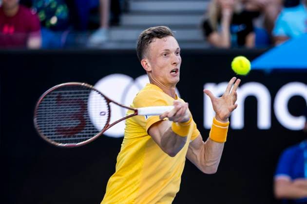 MELBOURNE, VIC - JANUARY 20: Juri Lehecka of the Czech Republic in action during Round 3 of the 2023 Australian Open on January 20 2023, at Melbourne Park in Melbourne, Australia. (Photo by Jason Heidrich Icon Sportswire) TENNIS: JAN 20 Australian Open Icon230120157