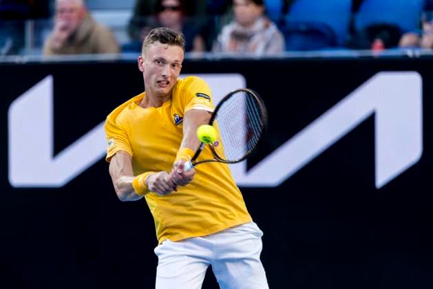 MELBOURNE, VIC - JANUARY 20: Jiri Lehecka of the Czech Republic in action during Round 3 of the 2023 Australian Open on January 20 2023, at Melbourne Park in Melbourne, Australia. (Photo by Jason Heidrich Icon Sportswire) TENNIS: JAN 20 Australian Open Icon230120164