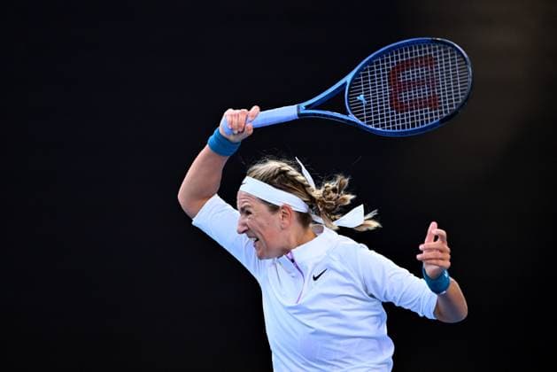 TENNIS AUSTRALIAN OPEN, Victoria Azarenka in action during her match against Madison Keys of the USA during the 2023 Australian Open tennis tournament at Melbourne Park in Melbourne, Friday, January 20, 2023. ( NO ARCHIVING, EDITORIAL USE ONLY, NO USE IN BOOKS WITHOUT CONSENT MELBOURNE VICTORIA AUSTRALIA  Copyright: xJOELxCARRETTx 20230120001754664331