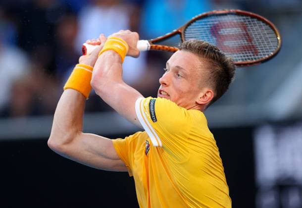Mandatory Credit: Photo by Ella Ling Shutterstock (13716910ch) Jiri Lehecka of Czech Republic in action Australian Open, Day Five, Tennis, Melbourne Park, Melbourne, Australia - 20 Jan 2023 Australian Open, Day Five, Tennis, Melbourne Park, Melbourne, Australia - 20 Jan 2023 Copyright: xEllaxLing Shutterstockx 13716910ch
