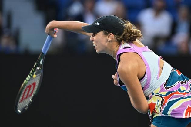 TENNIS AUSTRALIAN OPEN, Madison Keys of the USA in action during her match against Victoria Azarenka during the 2023 Australian Open tennis tournament at Melbourne Park in Melbourne, Friday, January 20, 2023. ( NO ARCHIVING, EDITORIAL USE ONLY, NO USE IN BOOKS WITHOUT CONSENT MELBOURNE VICTORIA AUSTRALIA  Copyright: xJOELxCARRETTx 20230120001754692021