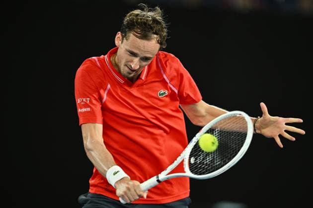 TENNIS AUSTRALIAN OPEN, Daniil Medvedev in action during his match against Sebastian Korda of the USA during the 2023 Australian Open tennis tournament at Melbourne Park in Melbourne, Friday, January 20, 2023. ( NO ARCHIVING, EDITORIAL USE ONLY, NO USE IN BOOKS WITHOUT CONSENT MELBOURNE VICTORIA AUSTRALIA  Copyright: xJOELxCARRETTx 20230120001754706306