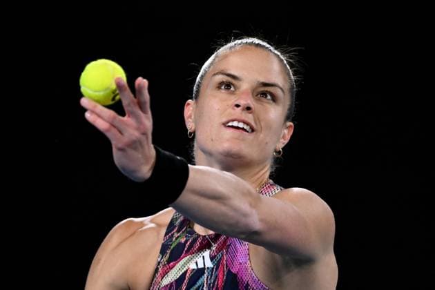 TENNIS AUSTRALIAN OPEN, Maria Sakkari of Greece in action during her match against Lin Zhu of China during the 2023 Australian Open tennis tournament at Melbourne Park in Melbourne, Friday, January 20, 2023. ( NO ARCHIVING, EDITORIAL USE ONLY, NO USE IN BOOKS WITHOUT CONSENT MELBOURNE VICTORIA AUSTRALIA  Copyright: xLUKASxCOCHx 20230120001754740872