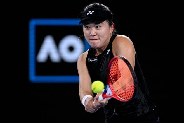 TENNIS AUSTRALIAN OPEN, Lin Zhu of China in action during her match against Maria Sakkari of Greece during the 2023 Australian Open tennis tournament at Melbourne Park in Melbourne, Friday, January 20, 2023. ( NO ARCHIVING, EDITORIAL USE ONLY, NO USE IN BOOKS WITHOUT CONSENT MELBOURNE VICTORIA AUSTRALIA  Copyright: xLUKASxCOCHx 20230120001754746399