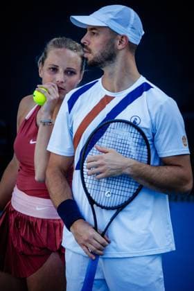 Belgian Kimberley Zimmermann WTA, Tennis Damen 39) and German Tim Puetz ATP, Tennis Herren 18) pictured during a mixed doubles first round game between Belgian-German pair Zimmermann-Puetz and Australian pair Cabrera-Smith at the Australian Open tennis Grand Slam, Friday 20 January 2023 in Melbourne Park, Melbourne, Australia. PATRICKxHAMILTON  x58562441x