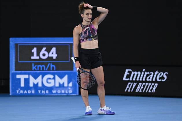 TENNIS AUSTRALIAN OPEN, Maria Sakkari of Greece during her match against Lin Zhu of China during the 2023 Australian Open tennis tournament at Melbourne Park in Melbourne, Friday, January 20, 2023. ( NO ARCHIVING, EDITORIAL USE ONLY, NO USE IN BOOKS WITHOUT CONSENT MELBOURNE VICTORIA AUSTRALIA  Copyright: xLUKASxCOCHx 20230121001754757010