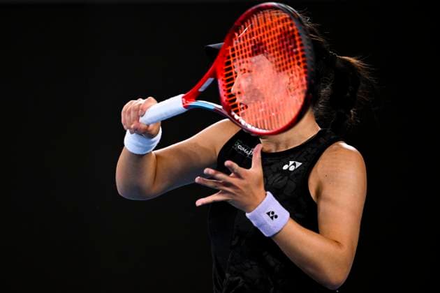 TENNIS AUSTRALIAN OPEN, Lin Zhu of China in action during her match against Maria Sakkari of Greece during the 2023 Australian Open tennis tournament at Melbourne Park in Melbourne, Friday, January 20, 2023. ( NO ARCHIVING, EDITORIAL USE ONLY, NO USE IN BOOKS WITHOUT CONSENT MELBOURNE VICTORIA AUSTRALIA  Copyright: xLUKASxCOCHx 20230121001754806494