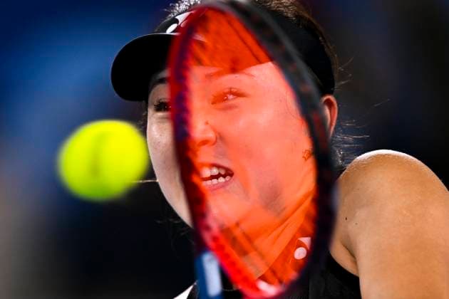 Sport Bilder des Tages TENNIS AUSTRALIAN OPEN, Lin Zhu of China in action during her match against Maria Sakkari of Greece during the 2023 Australian Open tennis tournament at Melbourne Park in Melbourne, Friday, January 20, 2023. ( NO ARCHIVING, EDITORIAL USE ONLY, NO USE IN BOOKS WITHOUT CONSENT MELBOURNE VICTORIA AUSTRALIA  Copyright: xLUKASxCOCHx 20230121001754807439