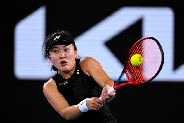 TENNIS AUSTRALIAN OPEN, Lin Zhu of China in action during her match against Maria Sakkari of Greece during the 2023 Australian Open tennis tournament at Melbourne Park in Melbourne, Friday, January 20, 2023. ( NO ARCHIVING, EDITORIAL USE ONLY, NO USE IN BOOKS WITHOUT CONSENT MELBOURNE VICTORIA AUSTRALIA  Copyright: xLUKASxCOCHx 20230121001754807643