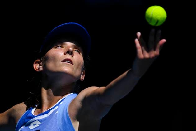 TENNIS AUSTRALIAN OPEN, Varvara Gracheva of Russia in action during her match against Karolina Plskova of Czech Republic during the 2023 Australian Open tennis tournament at Melbourne Park in Melbourne, Saturday, January 21, 2023. ( NO ARCHIVING, EDITORIAL USE ONLY, NO USE IN BOOKS WITHOUT CONSENT MELBOURNE VICTORIA AUSTRALIA  Copyright: xJAMESxROSSx 20230121001754938363