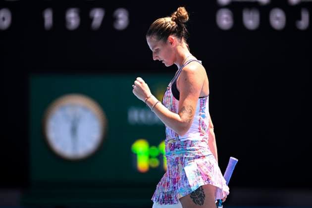 TENNIS AUSTRALIAN OPEN, Karolina Plskova of Czech Republic celebrates winning her match against Varvara Gracheva of Russia during the 2023 Australian Open tennis tournament at Melbourne Park in Melbourne, Saturday, January 21, 2023. ( NO ARCHIVING, EDITORIAL USE ONLY, NO USE IN BOOKS WITHOUT CONSENT MELBOURNE VICTORIA AUSTRALIA  Copyright: xJAMESxROSSx 20230121001754946895