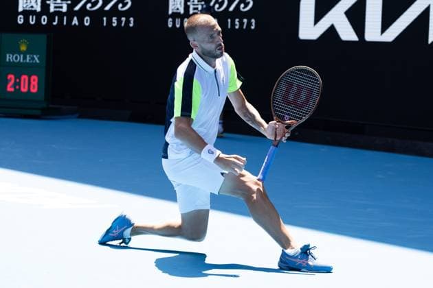 Daniel Evans of United Kingdom in action during the round 3 match between Andrey Rublev and Daniel Evans of United Kingdom, Day 6 at the Australian Open Tennis 2023 at Margaret Court Arena, Melbourne, Australia on 21 January 2023. Copyright: xPeterxDovganx 34781393