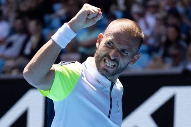 Daniel Evans of United Kingdom in action during the round 3 match between Andrey Rublev and Daniel Evans of United Kingdom, Day 6 at the Australian Open Tennis 2023 at Margaret Court Arena, Melbourne, Australia on 21 January 2023. Copyright: xPeterxDovganx 34781396