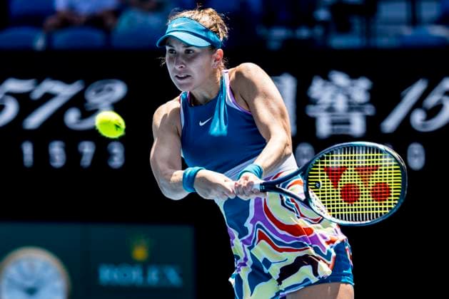 MELBOURNE, VIC - JANUARY 21: Belinda Bencic of Switzerland in action during Round 3 of the 2023 Australian Open on January 21 2023, at Melbourne Park in Melbourne, Australia. (Photo by Jason Heidrich Icon Sportswire) TENNIS: JAN 21 Australian Open Icon230121021