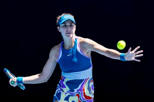 MELBOURNE, VIC - JANUARY 21: Belinda Bencic of Switzerland in action during Round 3 of the 2023 Australian Open on January 21 2023, at Melbourne Park in Melbourne, Australia. (Photo by Jason Heidrich Icon Sportswire) TENNIS: JAN 21 Australian Open Icon230121034