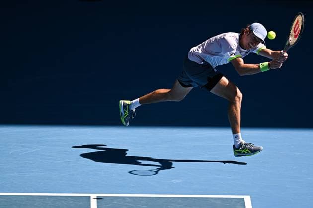 Mandatory Credit: Photo by James Gourley Shutterstock (13728737dg) Alex de Minaur in action during his third round match Australian Open, Day Six, Tennis, Melbourne Park, Melbourne, Australia - 21 Jan 2023 Australian Open, Day Six, Tennis, Melbourne Park, Melbourne, Australia - 21 Jan 2023 Copyright: xJamesxGourley Shutterstockx 13728737dg
