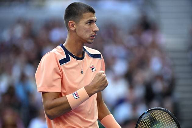 TENNIS AUSTRALIAN OPEN, Alexei Popyrin of Australia wins a point during his match against Ben Shelton of the United States during the 2023 Australian Open tennis tournament at Melbourne Park in Melbourne, Wednesday, May 1, 2019. ( NO ARCHIVING, EDITORIAL USE ONLY, NO USE IN BOOKS WITHOUT CONSENT MELBOURNE VICTORIA AUSTRALIA  Copyright: xJAMESxROSSx 20230121001755016779
