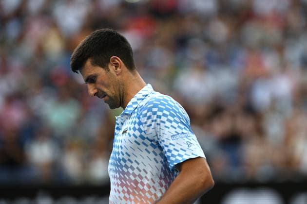 TENNIS AUSTRALIAN OPEN, Novak Djokovic of Serbia in action during his match against Grigor Dimitrov of Bulgaria during the 2023 Australian Open tennis tournament at Melbourne Park in Melbourne, Friday, January 1, 2021. ( NO ARCHIVING, EDITORIAL USE ONLY, NO USE IN BOOKS WITHOUT CONSENT MELBOURNE VICTORIA AUSTRALIA  Copyright: xLUKASxCOCHx 20230121001755023442