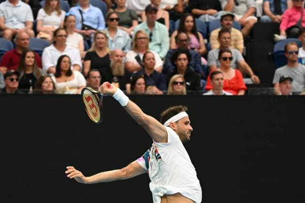TENNIS AUSTRALIAN OPEN, Grigor Dimitrov of Bulgaria in action during his match against Novak Djokovic of Serbia during the 2023 Australian Open tennis tournament at Melbourne Park in Melbourne, Friday, January 1, 2021. ( NO ARCHIVING, EDITORIAL USE ONLY, NO USE IN BOOKS WITHOUT CONSENT MELBOURNE VICTORIA AUSTRALIA  Copyright: xLUKASxCOCHx 20230121001755023630