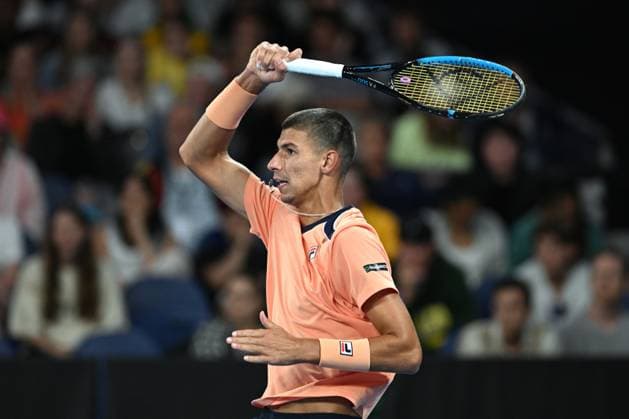 TENNIS AUSTRALIAN OPEN, Alexei Popyrin of Australia in action during his match against Ben Shelton of the United States during the 2023 Australian Open tennis tournament at Melbourne Park in Melbourne, Wednesday, May 1, 2019. ( NO ARCHIVING, EDITORIAL USE ONLY, NO USE IN BOOKS WITHOUT CONSENT MELBOURNE VICTORIA AUSTRALIA  Copyright: xJAMESxROSSx 20230121001755027372
