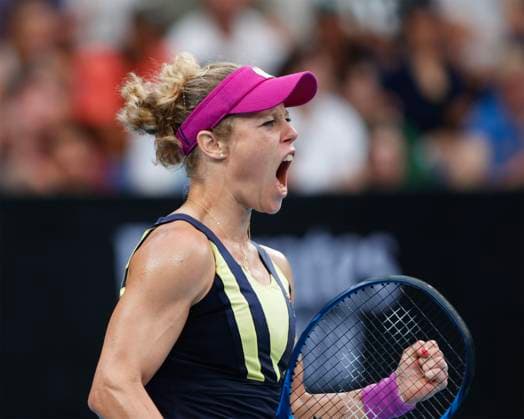Laura Siegemund GER , Australian Open 2023, Melbourne Park, Melbourne, Victoria, Australia , Laura Siegemund GER cheers after winning a point, emotion, joy Copyright: xJuergenxHasenkopfx