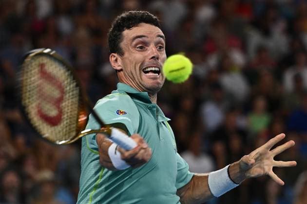 TENNIS AUSTRALIAN OPEN, Roberto Bautista Agut of Spain in action during his match against Andy Murray Of Great Britain during the 2023 Australian Open tennis tournament at Melbourne Park in Melbourne, Wednesday, May 1, 2019. ( NO ARCHIVING, EDITORIAL USE ONLY, NO USE IN BOOKS WITHOUT CONSENT MELBOURNE VICTORIA AUSTRALIA  Copyright: xJOELxCARRETTx 20230121001755032578