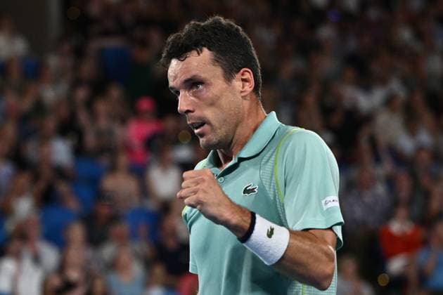 TENNIS AUSTRALIAN OPEN, Roberto Bautista Agut of Spain wins a point during his match against Andy Murray Of Great Britain during the 2023 Australian Open tennis tournament at Melbourne Park in Melbourne, Wednesday, May 1, 2019. ( NO ARCHIVING, EDITORIAL USE ONLY, NO USE IN BOOKS WITHOUT CONSENT MELBOURNE VICTORIA AUSTRALIA  Copyright: xJOELxCARRETTx 20230121001755039321