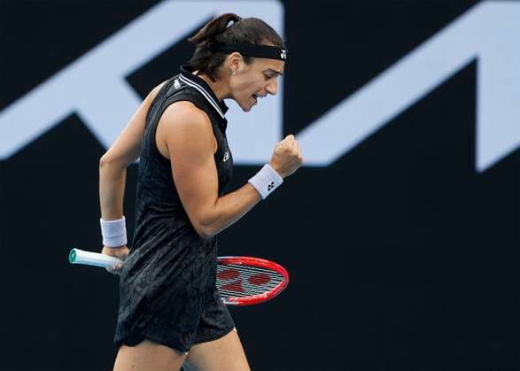 Caroline Garcia FRA makes fist and cheers,Cheer,Joy,Emotion, Australian Open 2023, Melbourne Park, Melbourne, Victoria, Australia Copyright: xJuergenxHasenkopfx