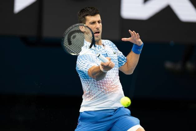 Novak Djokovic of Serbia in action during the round 3 match between Novak Djokovic of Serbia and Grigor Dimitrov of Bulgaria, Day 6 at the Australian Open Tennis 2023 at Rod Laver Arena, Melbourne, Australia on 21 January 2023. Copyright: xPeterxDovganx 34781460