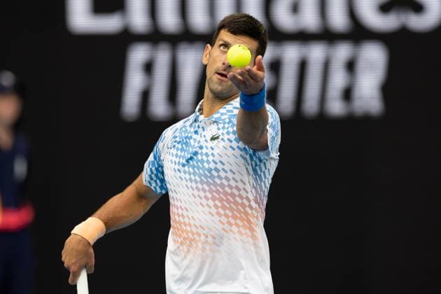 Novak Djokovic of Serbia in action during the round 3 match between Novak Djokovic of Serbia and Grigor Dimitrov of Bulgaria, Day 6 at the Australian Open Tennis 2023 at Rod Laver Arena, Melbourne, Australia on 21 January 2023. Copyright: xPeterxDovganx 34781462