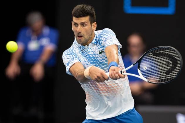 Novak Djokovic of Serbia in action during the round 3 match between Novak Djokovic of Serbia and Grigor Dimitrov of Bulgaria, Day 6 at the Australian Open Tennis 2023 at Rod Laver Arena, Melbourne, Australia on 21 January 2023. Copyright: xPeterxDovganx 34781463